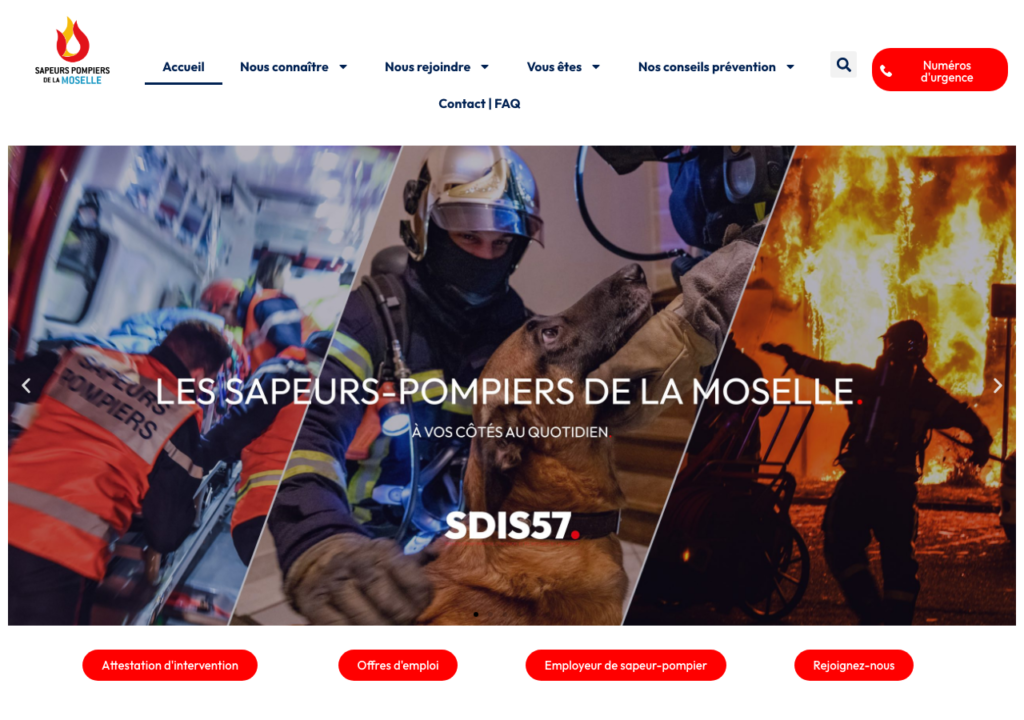 Capture d'écran du site sdis57.fr