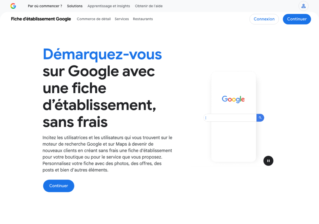 Capture d'écran du site google.com