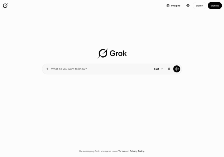 Capture d'écran du site grok.com