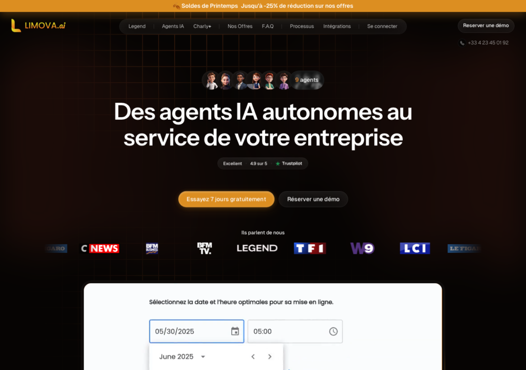 Capture d'écran du site limova.ai