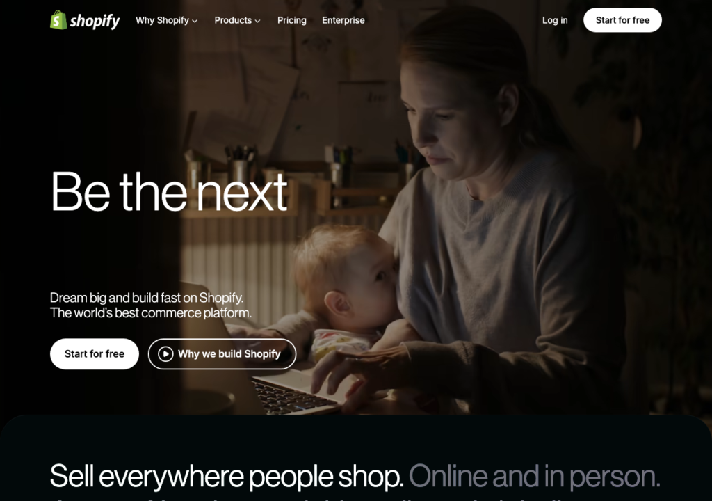 Capture d'écran du site shopify.com