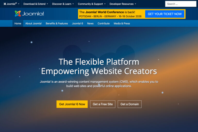 Capture d'écran du site joomla.org