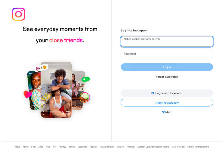 Capture d'écran du site instagram.com