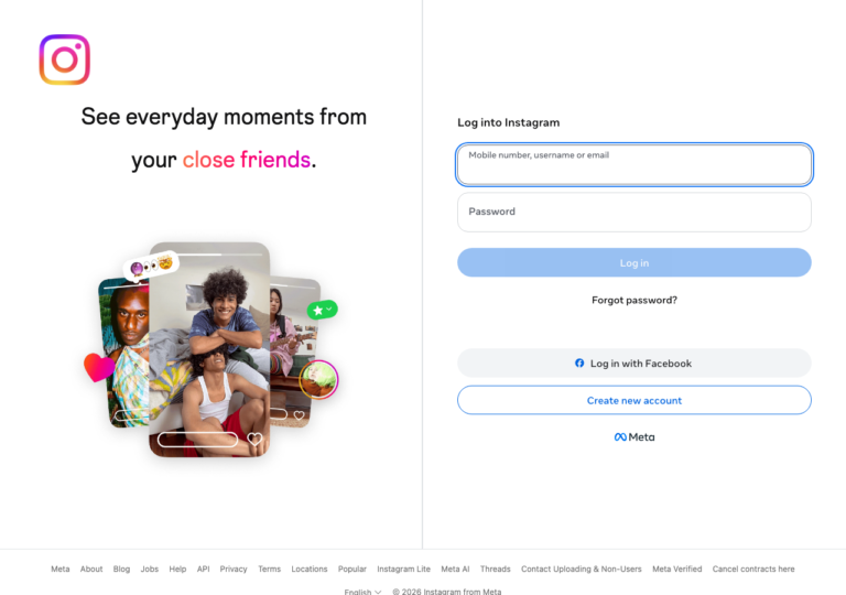 Capture d'écran du site instagram.com