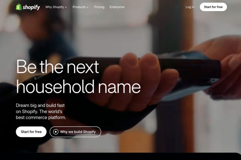 Capture d'écran du site shopify.com