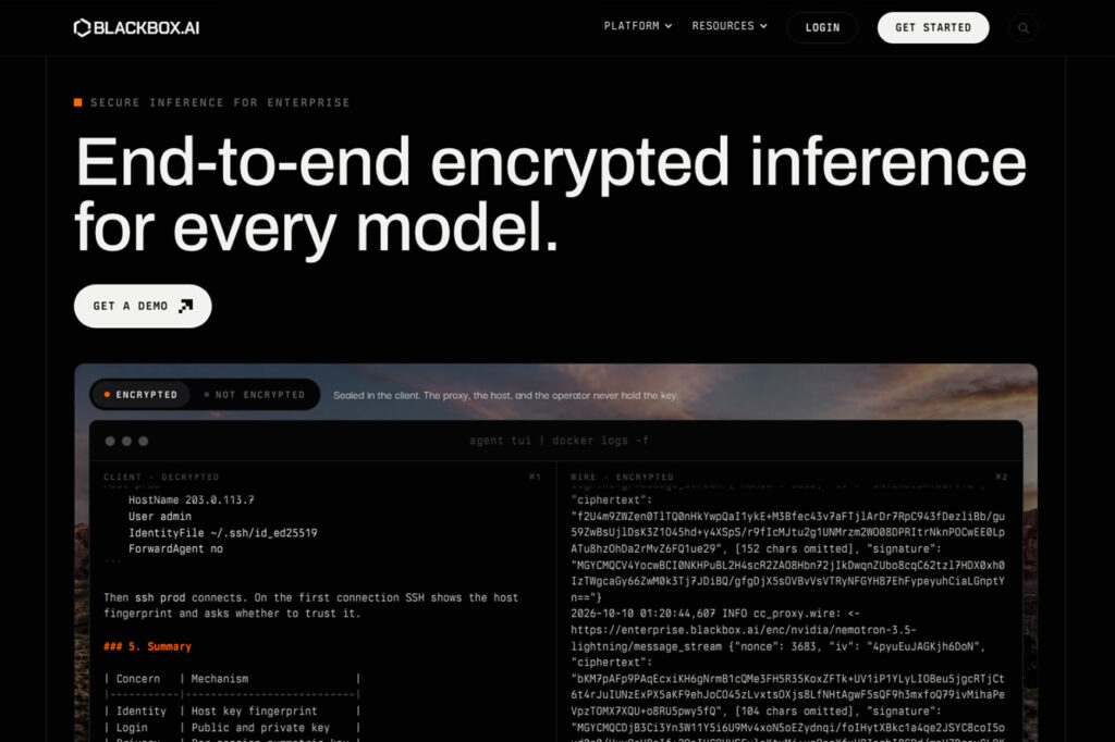 Capture d'écran du site blackbox.ai