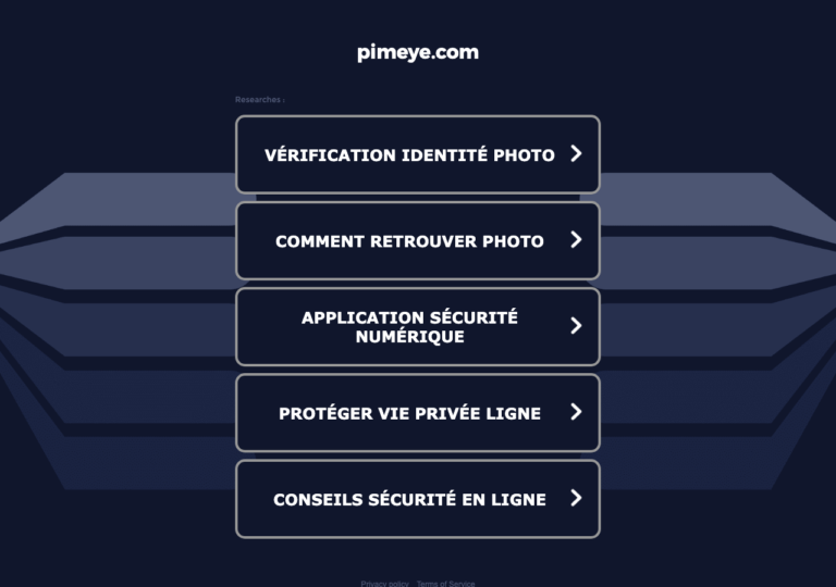 Capture d'écran du site pimeye.com